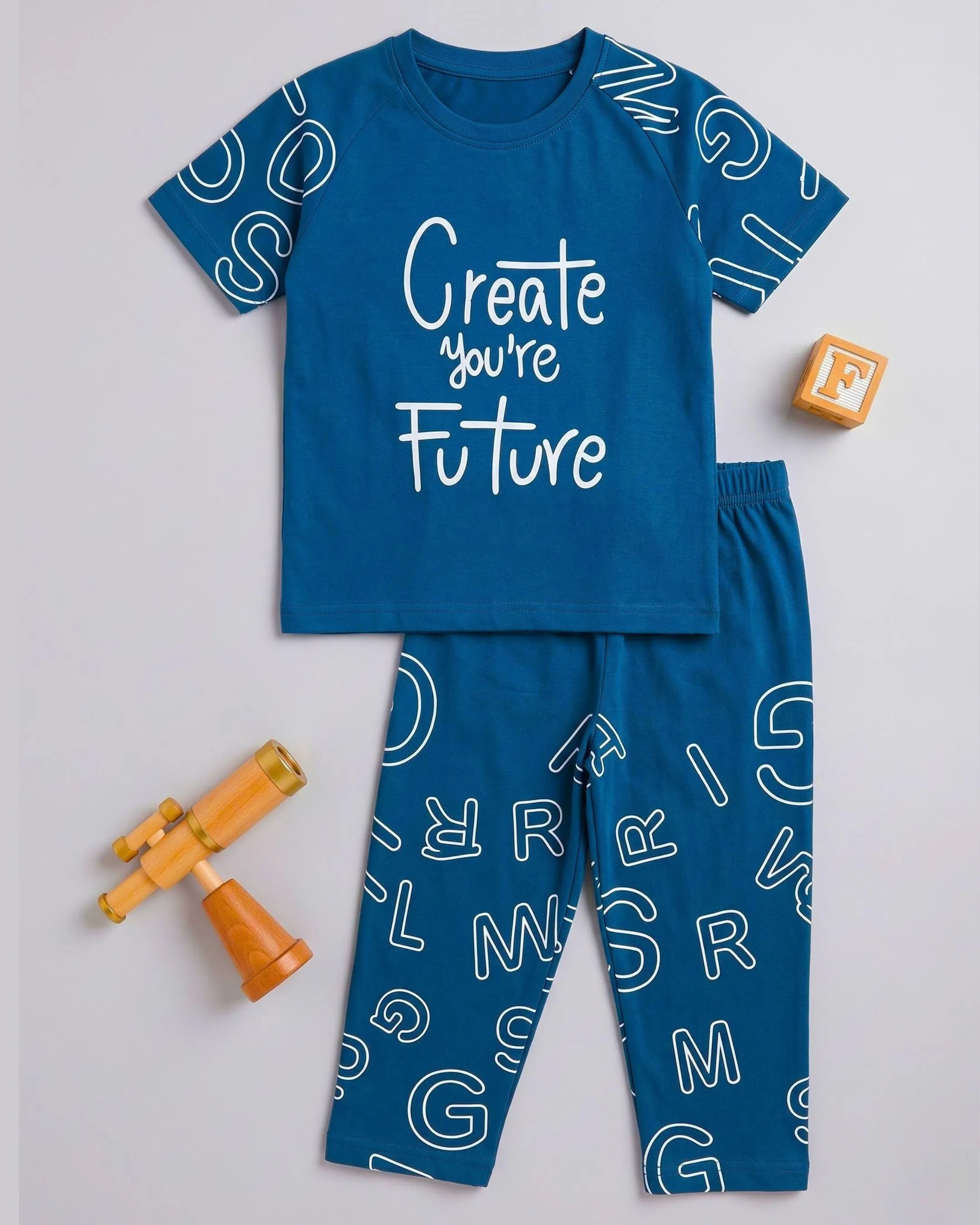 girls T-shirt + printed pants co-ord set